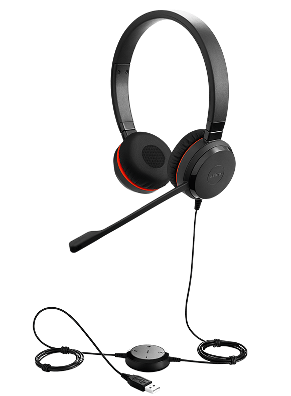 Jabra Evolve 30 headset with its in-line controls