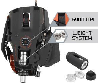 Mad Catz M.M.O. 7 Gaming Mouse - True 6400 DPI 'Twin-Eye' Laser Sensor with 4 Custom Settings