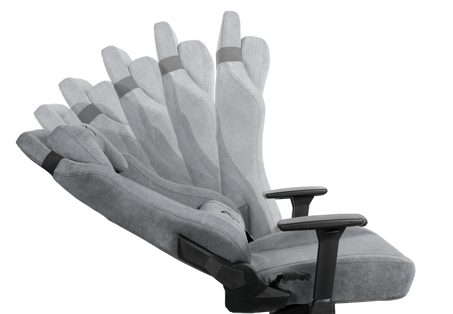 The back is reclining toward different angles.