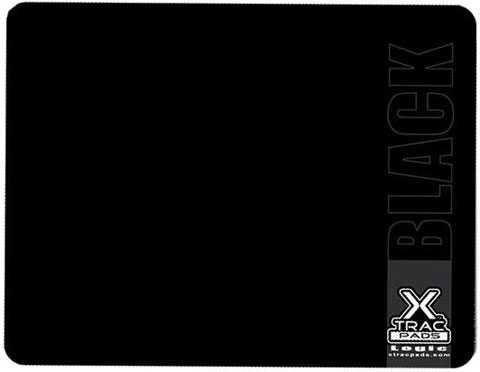  Top view of this mouse pad, with printed brand logo and “BLACK” text on the right  