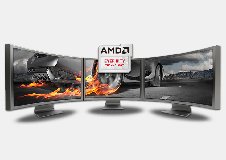 three monitor connected to AMD Eyefinity Technology