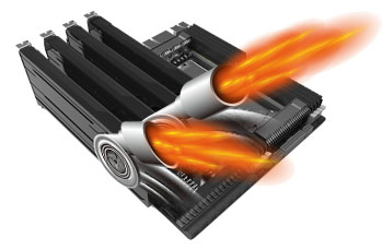 four AMD graphics cards connected via CrossFire