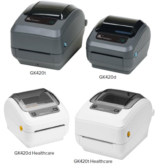 Zebra GK420t, GK420d, GK420d Healthcare and GK420t Healthcare Desktop Printers