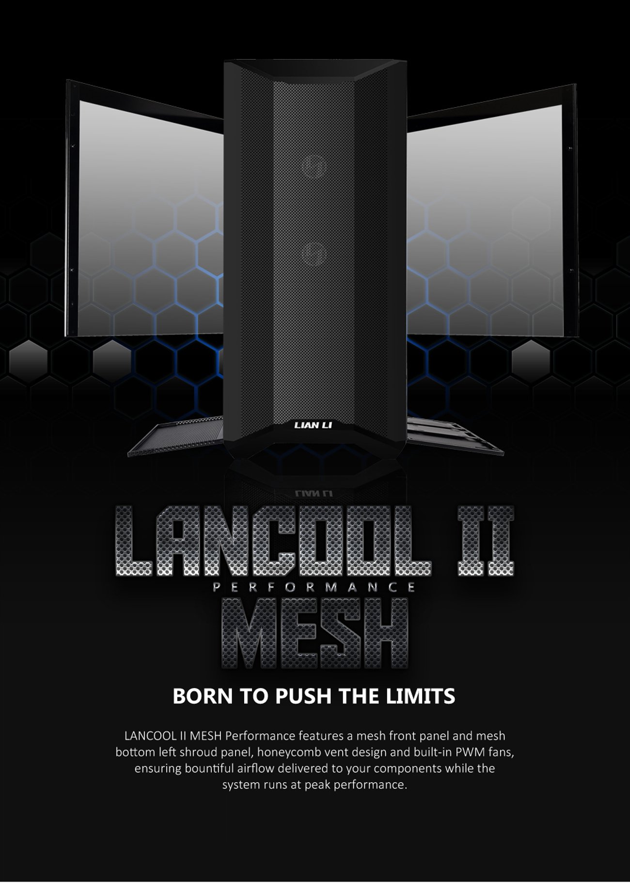LIAN LI LANCOOL II MESH C PERFORMANCE BLACK Tempered Glass ATX Case -Black  Color ,Type C Included-LIAN LI LANCOOL II MESH C PERFORMANCE -X 