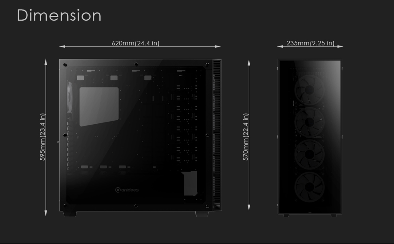 anidees AI Crystal XL AR V2 Tempered Glass Full Tower ATX Case
