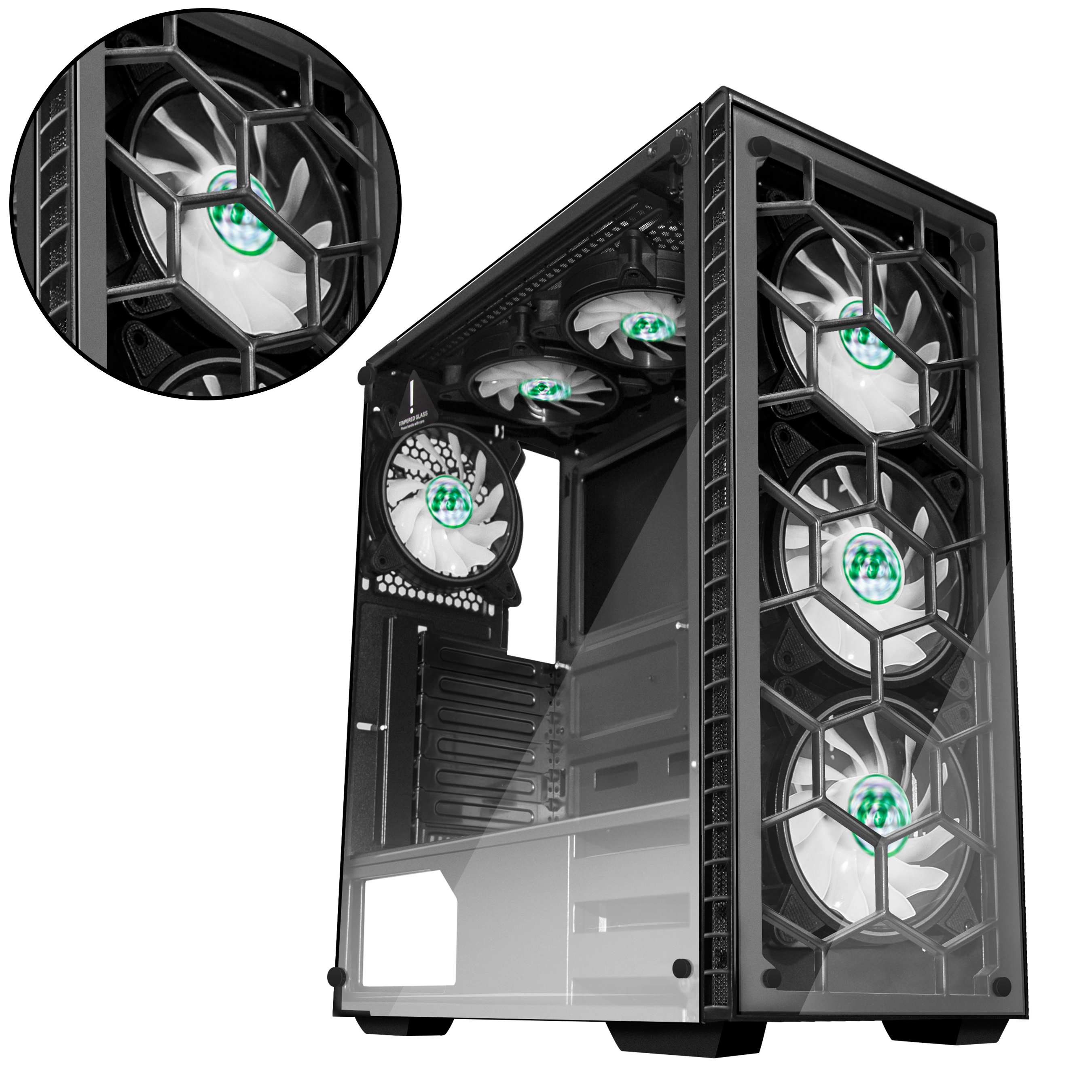 MUSETEX Phantom Black ATX Mid-Tower Desktop Computer Gaming Case