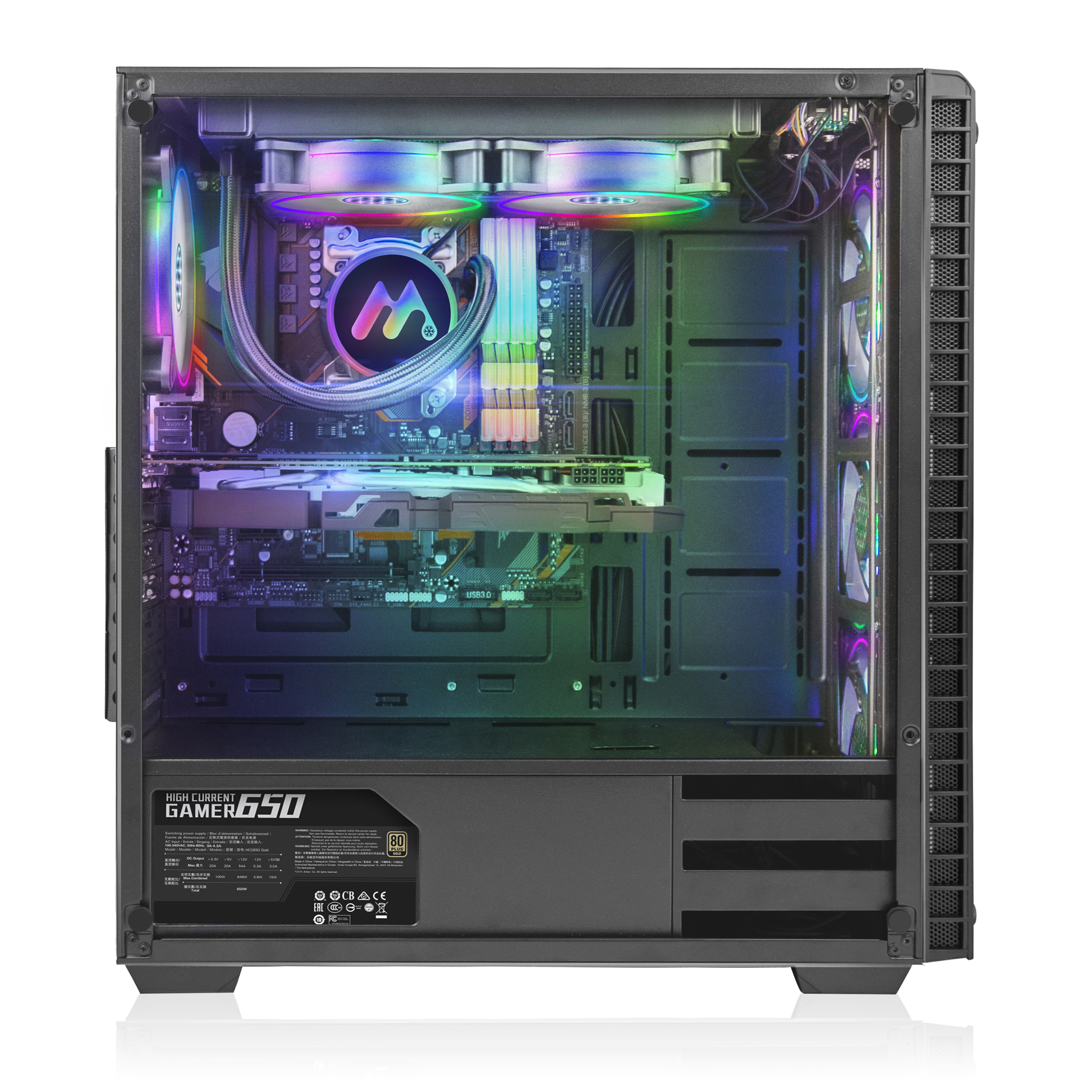 MUSETEX Phantom Black ATX Mid-Tower Desktop Computer Gaming Case