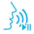 The front of a face with sound coming from it and a play/pause symbol next to it