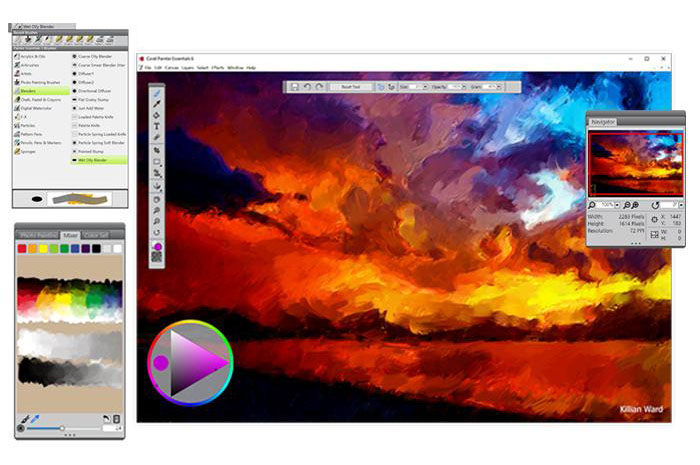 Sky full of colors at the time of sunset and manay tools are available on the left side
