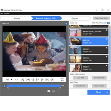 the interface of editing footage