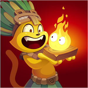 a cartoon rabbit holding fire