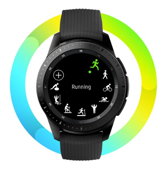 The display of a watch shows different sports