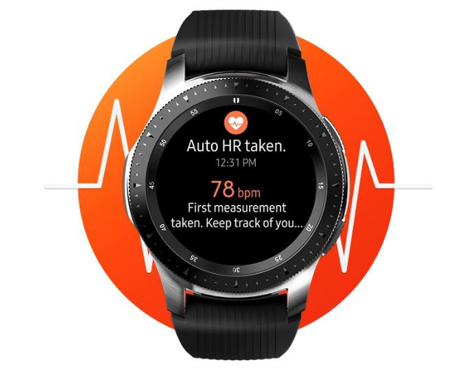 The display of a watch shows reading of Auto HR taken