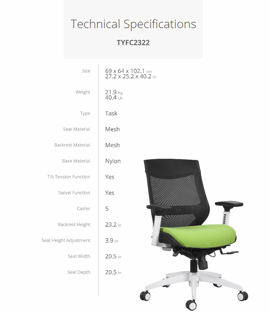 TygerClaw TYFC2322 Mesh Mid Back and Fabric Seat Office Chair Newegg.ca