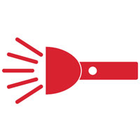 Clipart of a turned-on flashlight    