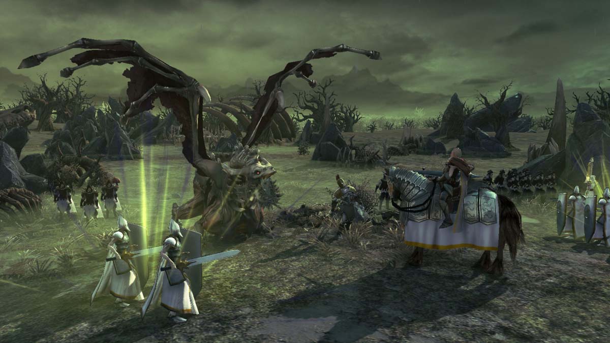 Age of Wonders III Game Screenshot Showing Character Interactions of Templar Knight and an Undead Dragon Creature