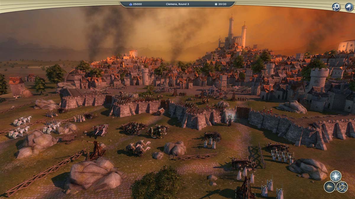 Age of Wonders III Game Screenshot Showing a Cityside battlefield