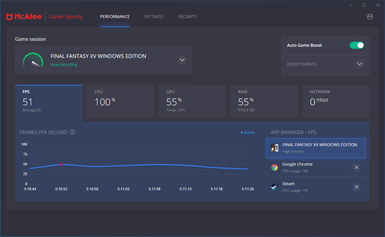 a screenshot for McAfee Gamer Security