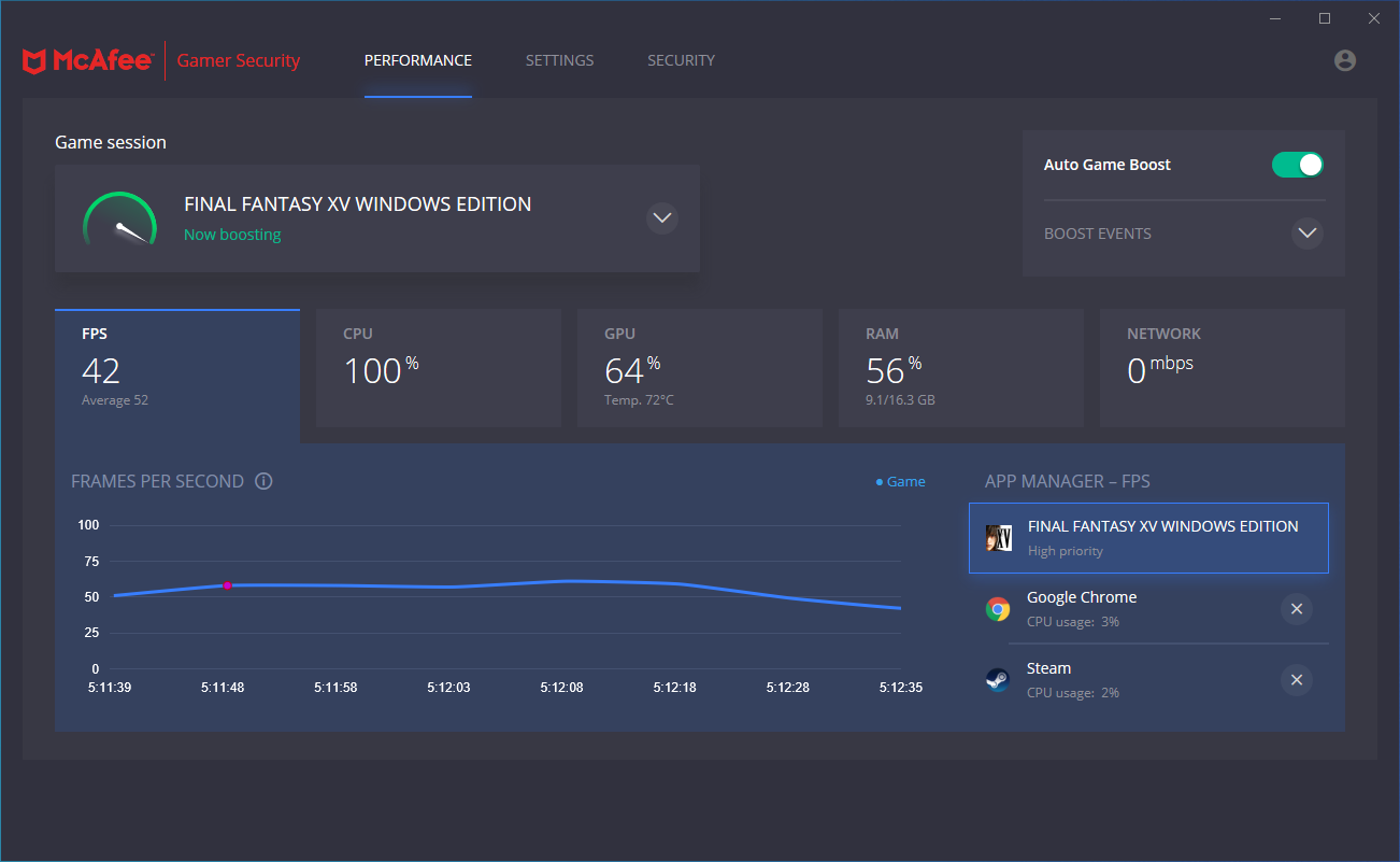 a screenshot for McAfee Gamer Security