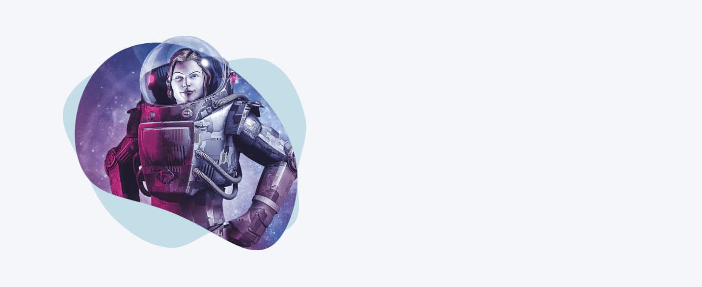 a woman astronaut wearing a helmet is smiling