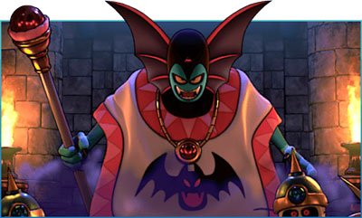   a devil holding a wand, in some place like a dungen 