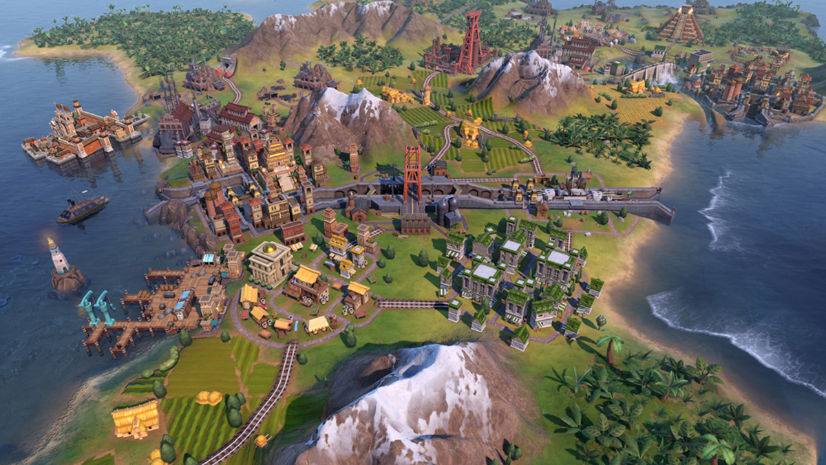 Civilization VI Screenshot Showing an Oceanside City Landscape