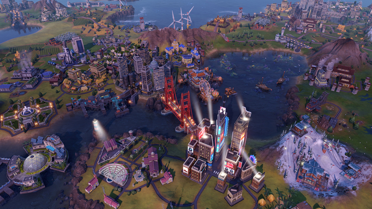 Civilization VI Screenshot Showing a Metropolis by the Ocean