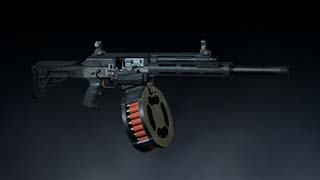 World War Z Weapon Art Showing a Machine Gun with Circular Ammo
