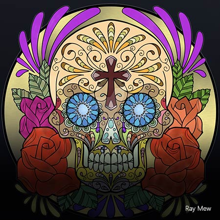  A dia de los muertos themed skeleton head  