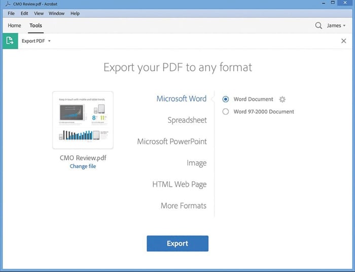 Export PDFs to Office 