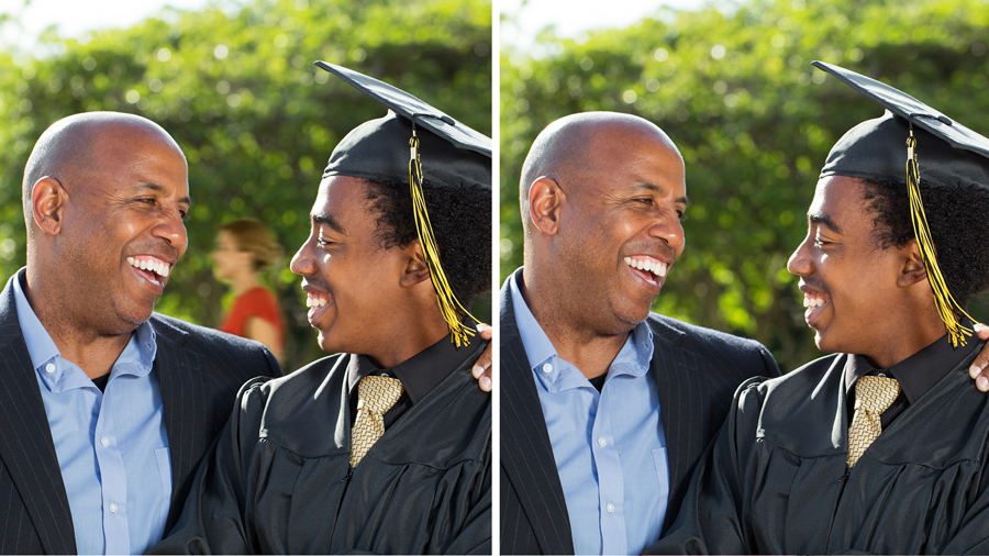 Two pictures with one has a background object and the other one without