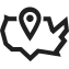 Icon of U.S. territory with a location symbol   