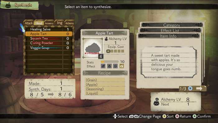 screenshot2 for Atelier Escha and Logy: Alchemists of the Dusk Sky DX showing a menu screen