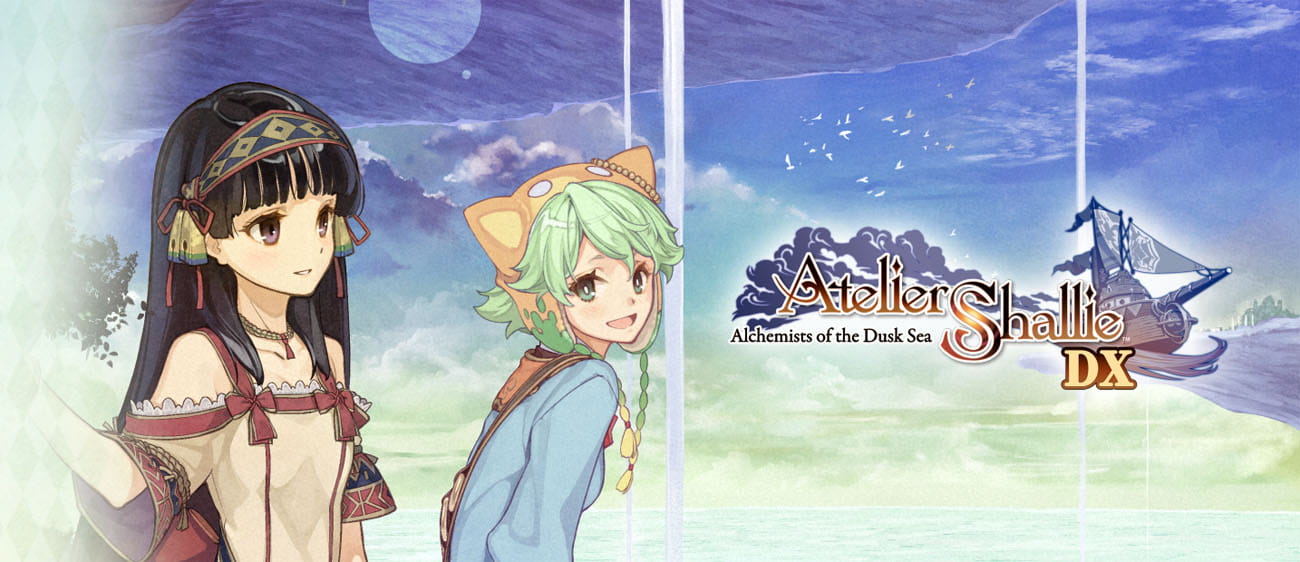 Atelier Shallie: Alchemists of the Dusk Sea DX main banner showing a female character
