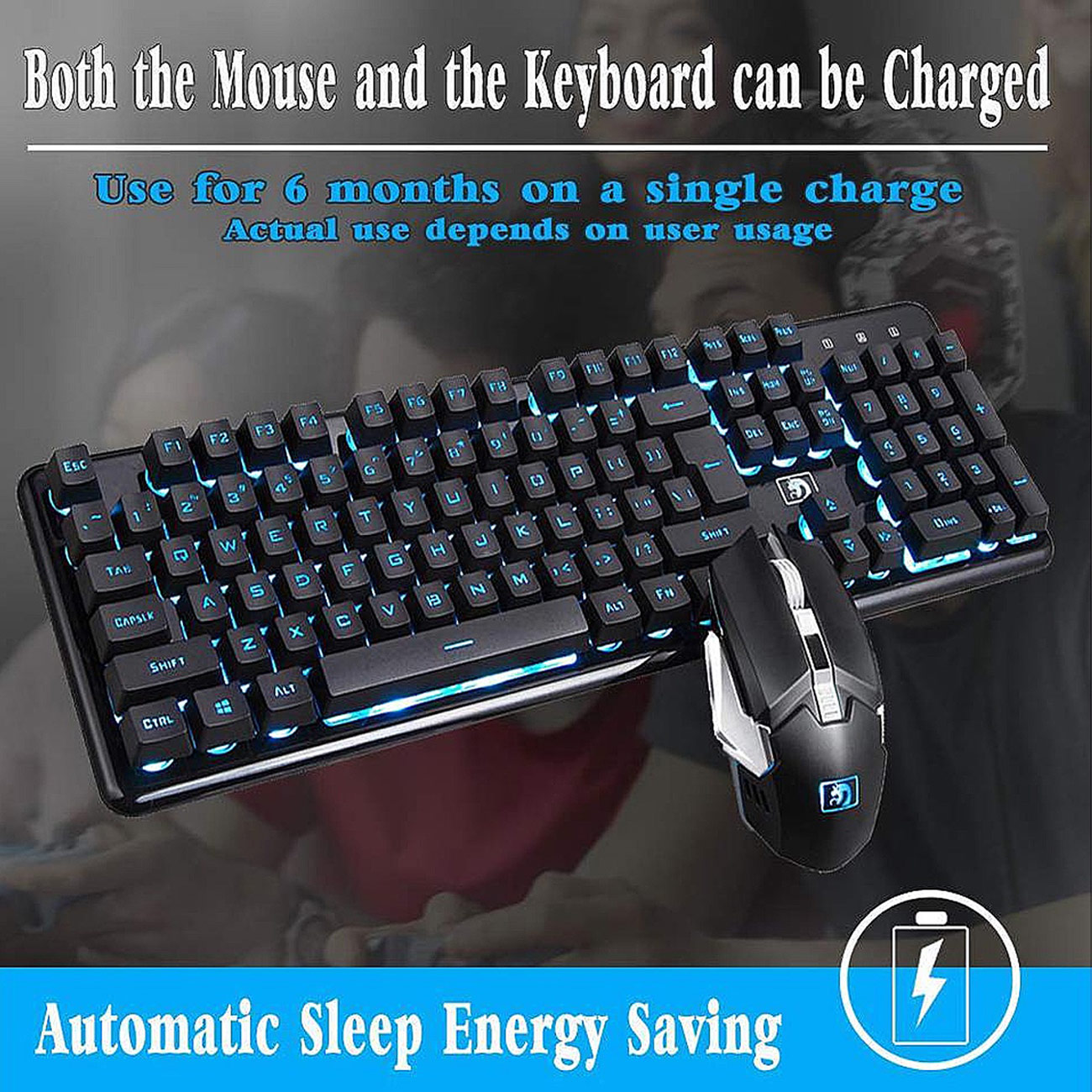 WUHAN WEI&WEN INTERNATIONAL TRANING E-sport Wireless Charging Glowing Manipulator Gaming Keyboard and Mouse Set