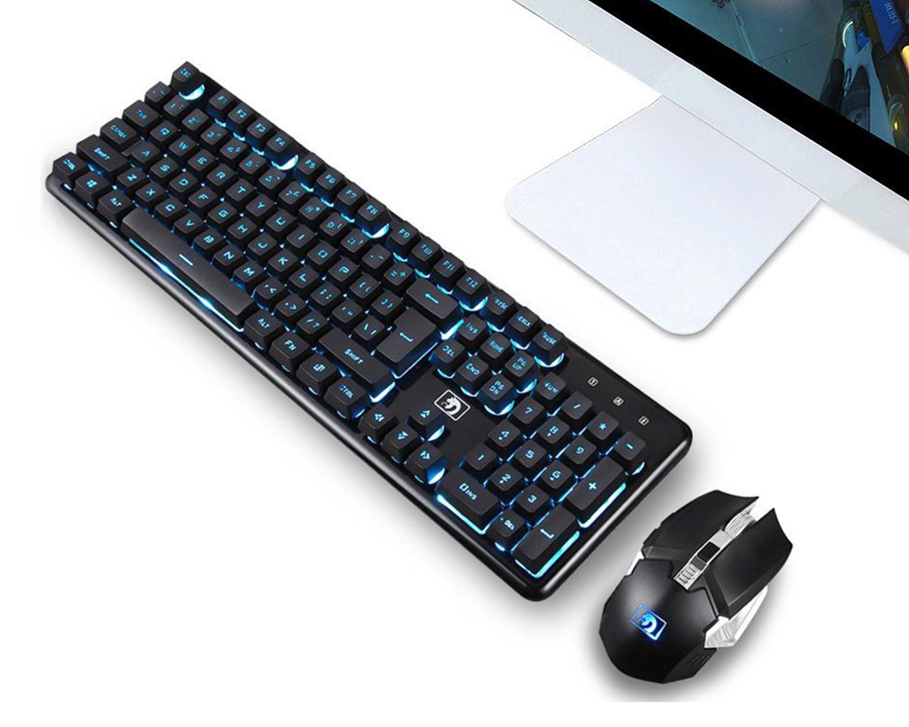 WUHAN WEI&WEN INTERNATIONAL TRANING E-sport Wireless Charging Glowing Manipulator Gaming Keyboard and Mouse Set