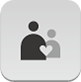 Parent and child icons with a heart in between them