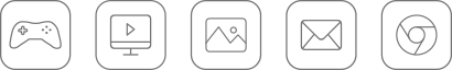 Icons - game, video, image, email, browser