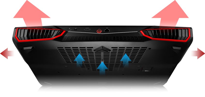 MSI Gaming Laptop Facing Forward, Angled Up, Showing Its Vents for Cooling