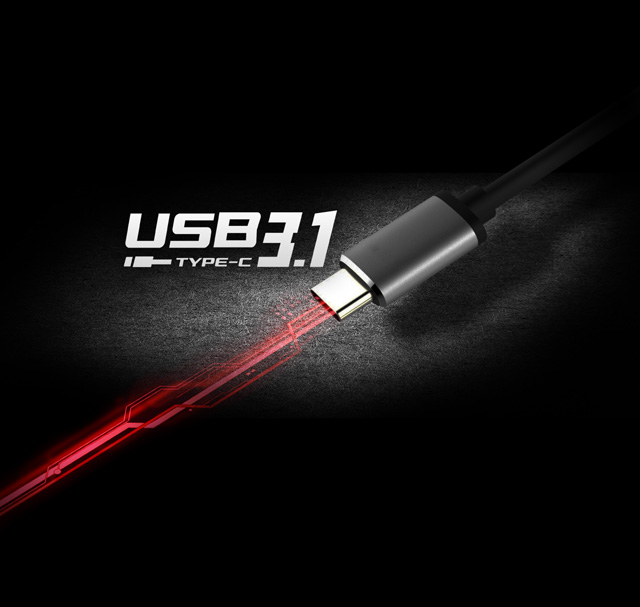USB 3.1 Type-C Cable with Red Lightning Coming from its head