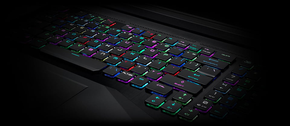 Gigabyte GT75 TITAN Gaming Laptop rainbow RGB-lit keyboard