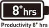 8 hours productivity text and battery icon