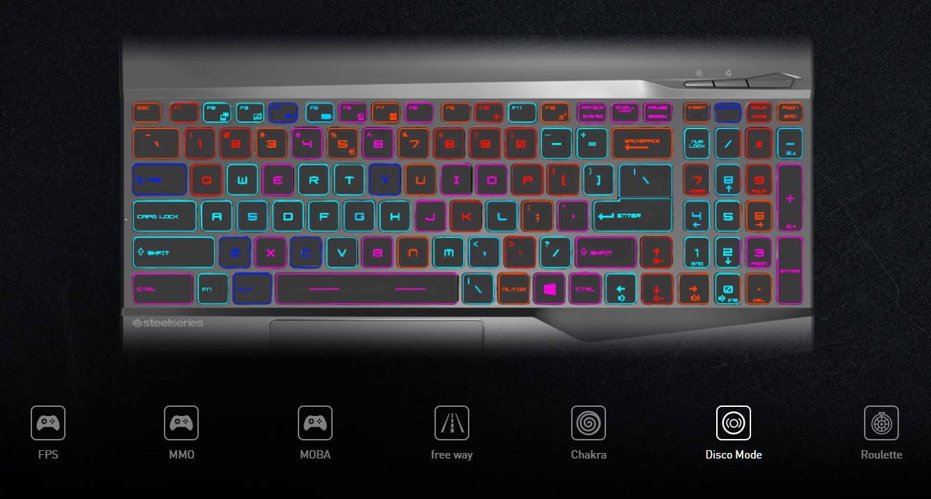Backlit keyboard, lighting effects.
