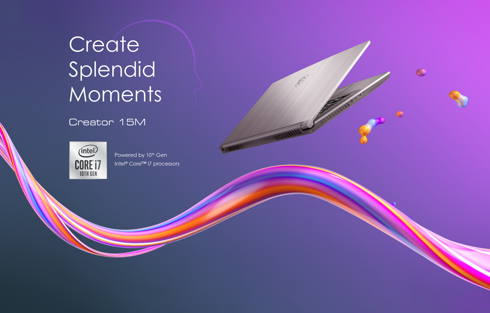 Hero Image: Creator 15M flys on the purple background. The text next to it says: Create Splendid Moments, Creator 15M.
