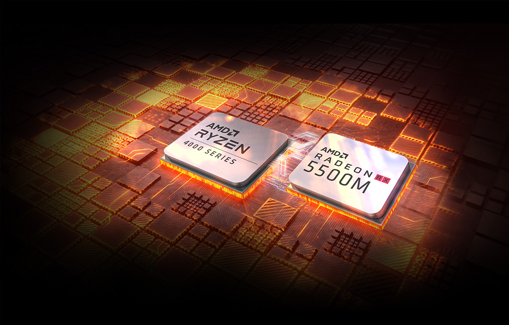 AMD RYZEN 4000 Series processor chipset and AMD Radeon RX 5500M graphics chipset