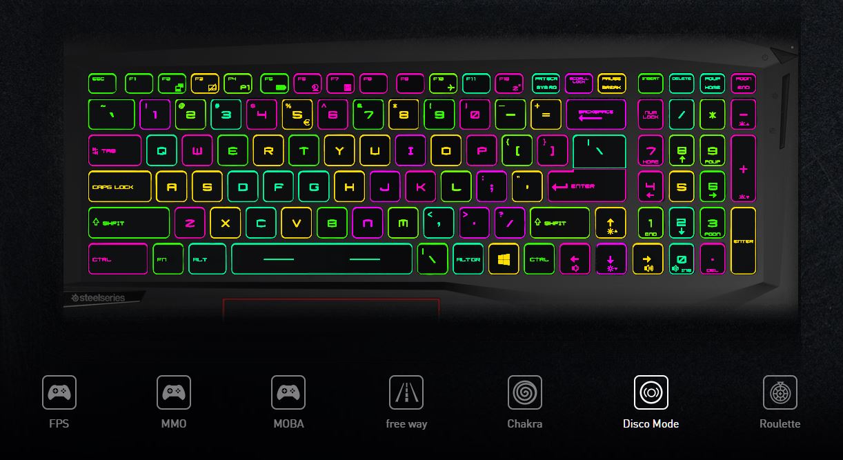 Backlit keyboard, lighting effects.