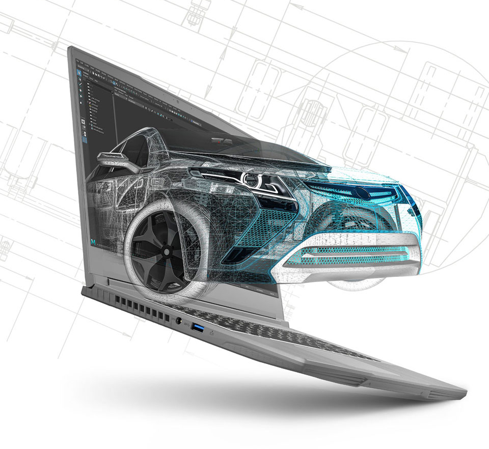 A digital car comes out of the screen.