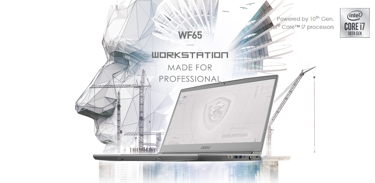 Hero Image: The text says: WF65 WORKSTATION MADE FOR PROFESSIONAL.