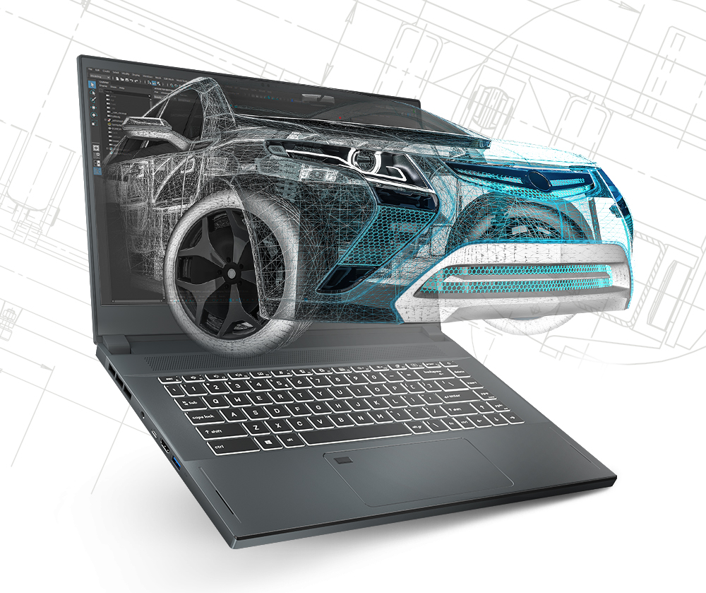 A digital car comes out of the screen.