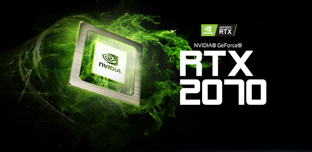 NVIDIA GPU Graphic Next to the NVIDIA GeForce RTX Badge and Text That Reads: NVIDIA GeForce RTX 2070
